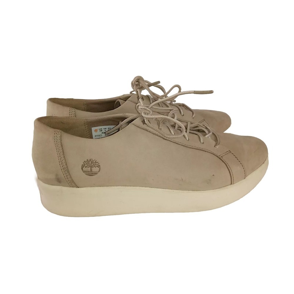Timberland Womens Berlin Park Oxford Shoes Beige Leather Lace Up Round Toe 10